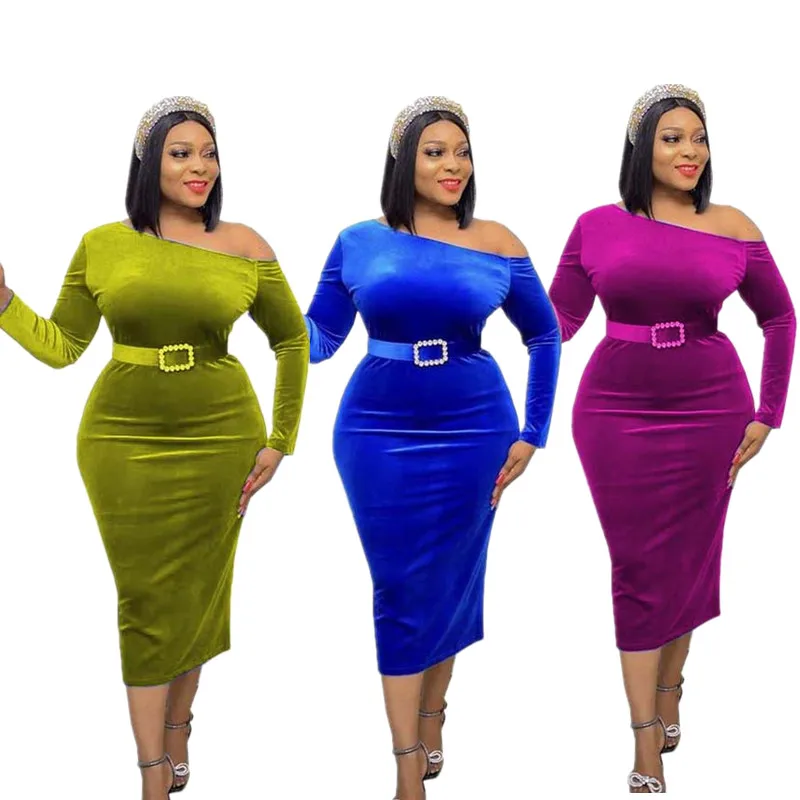 Long Sleeve Bodycon Belted Dress 