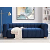 Blue + Velvet + 3 Seat + Square Arms
