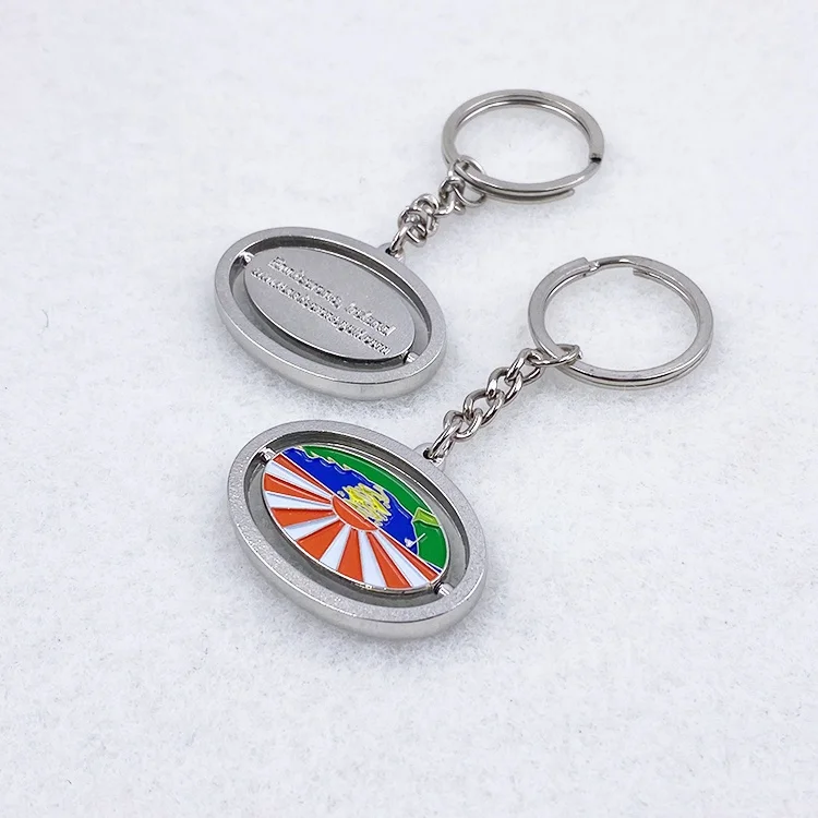 Engraved Logo Key Chain Factory Cheap Price  Rotating logo Metal  Key Chain factory
