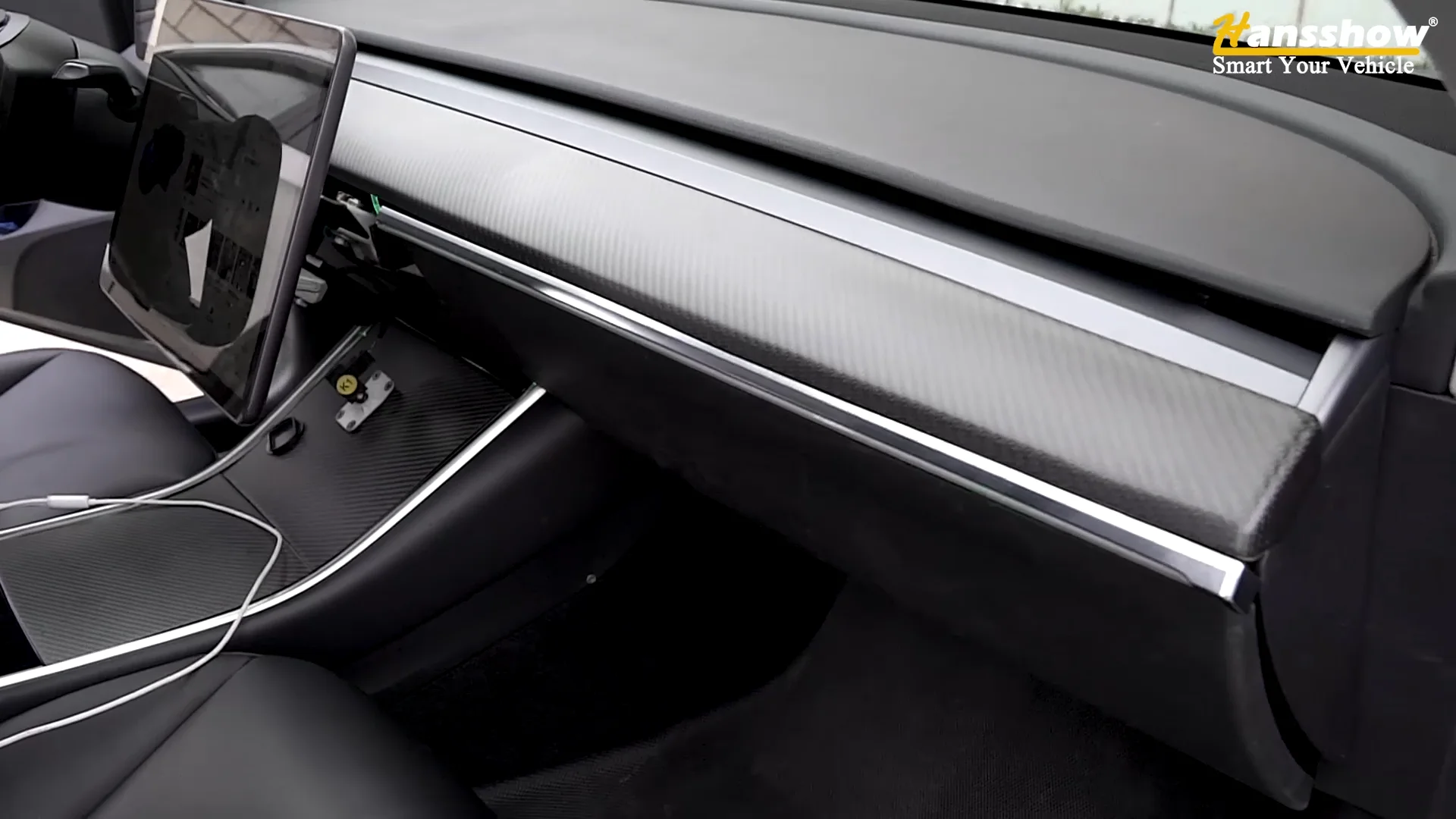 Hansshow Model 3/y Real Carbon Fiber Dashboard Cover For Tesla Black