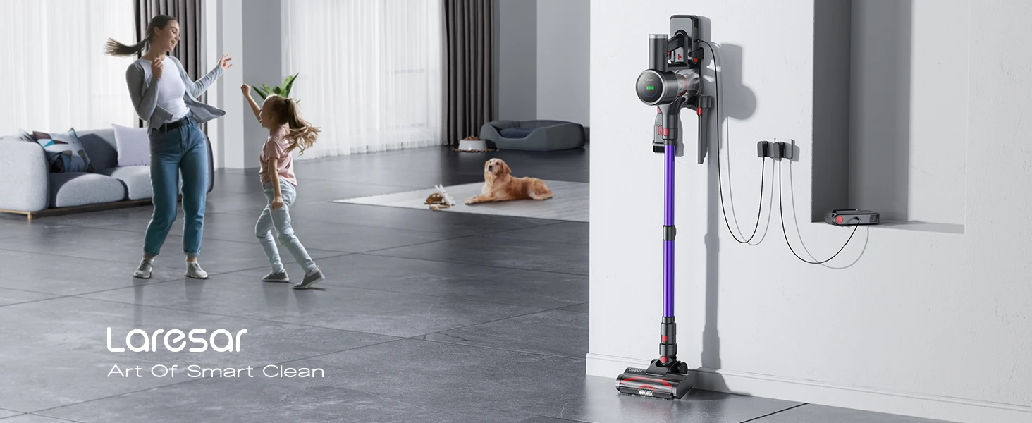 Laresar Cordless Stick Vacuum Cleaner 33kpa/400w With Stepless Speed