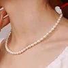 Necklace with pearl rice beads