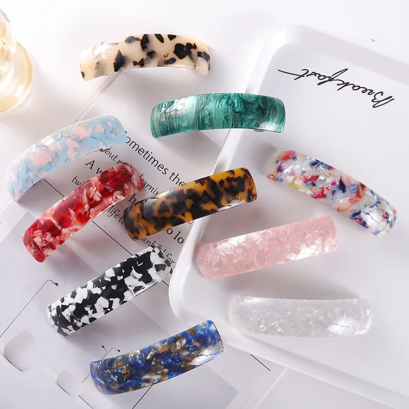 Sweet acetic acid high quality Color Spring clip Curved check temperament Hairpin Summer All-match hair accessories
