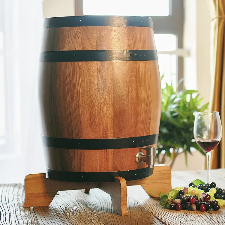 10L Oak Aging Barrel with Stand Bung and Tap Without Liner Wooden Whiskey Wine Barrel Wood for Brewer Distiller Wine Maker