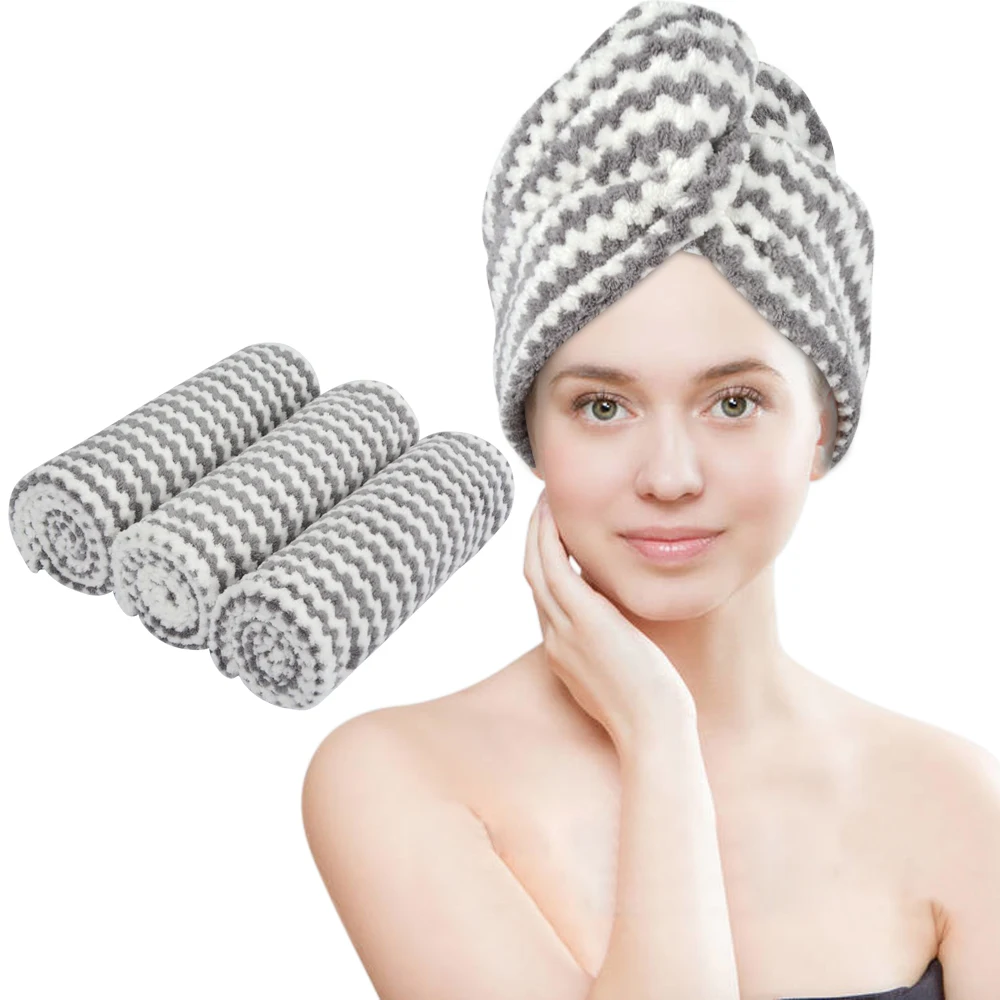 Pack Microfiber Hair Towel Wrap For Women Hair Drying Towels Turban With Buttons Super Anti