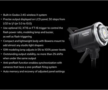 Godox MS300V MS300-V 300W 2.4G Built-in Wireless Receiver Lightweight Compact Durable Bowens Mount Flash for Photographic Studio product image