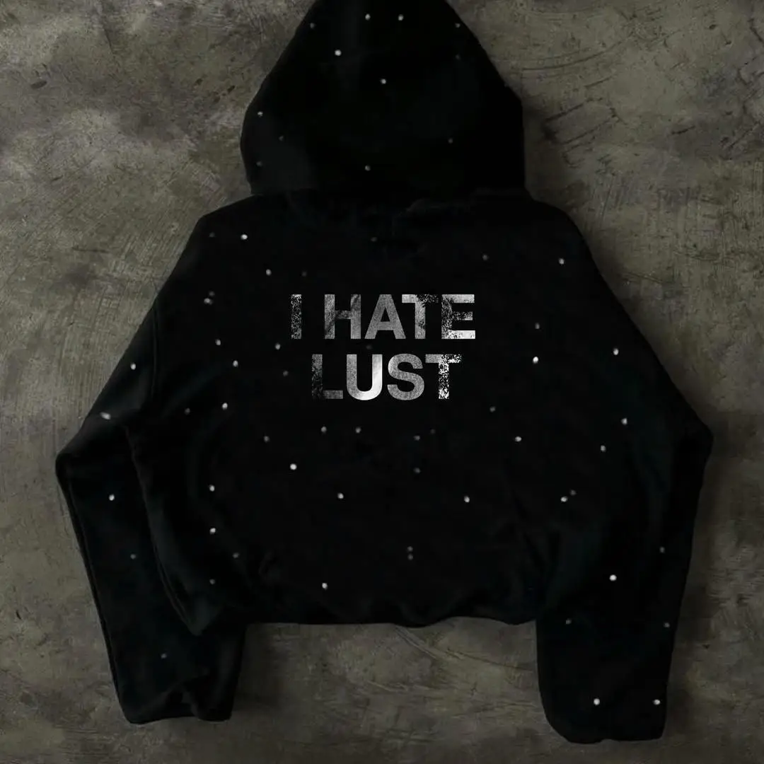Hámarksgæða sérsniðin hoodí fyrir karla úr 100% bómull í gatustíl með hálfu rhinestone-útgáfu, þungur útfærslu á 400 grömm með DTG-prentun