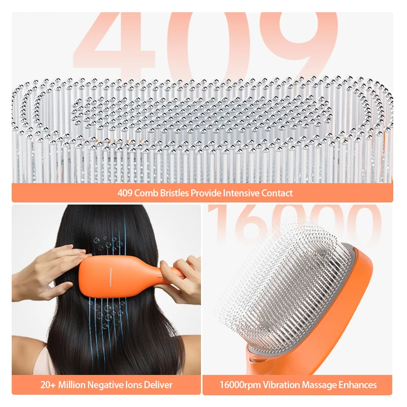 TOUCHBeauty Laser Hair Brush  Electronic Hair Comb with Red & Blue Light Therapy, Negative Ions, Hair Smoothing & Loss Reduction, Wireless,