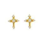Opal Opal Earring Stud Gemnel 925 Silver Jewelry Fashion Beautiful Designed Gold Opal Cross Studs Earrings