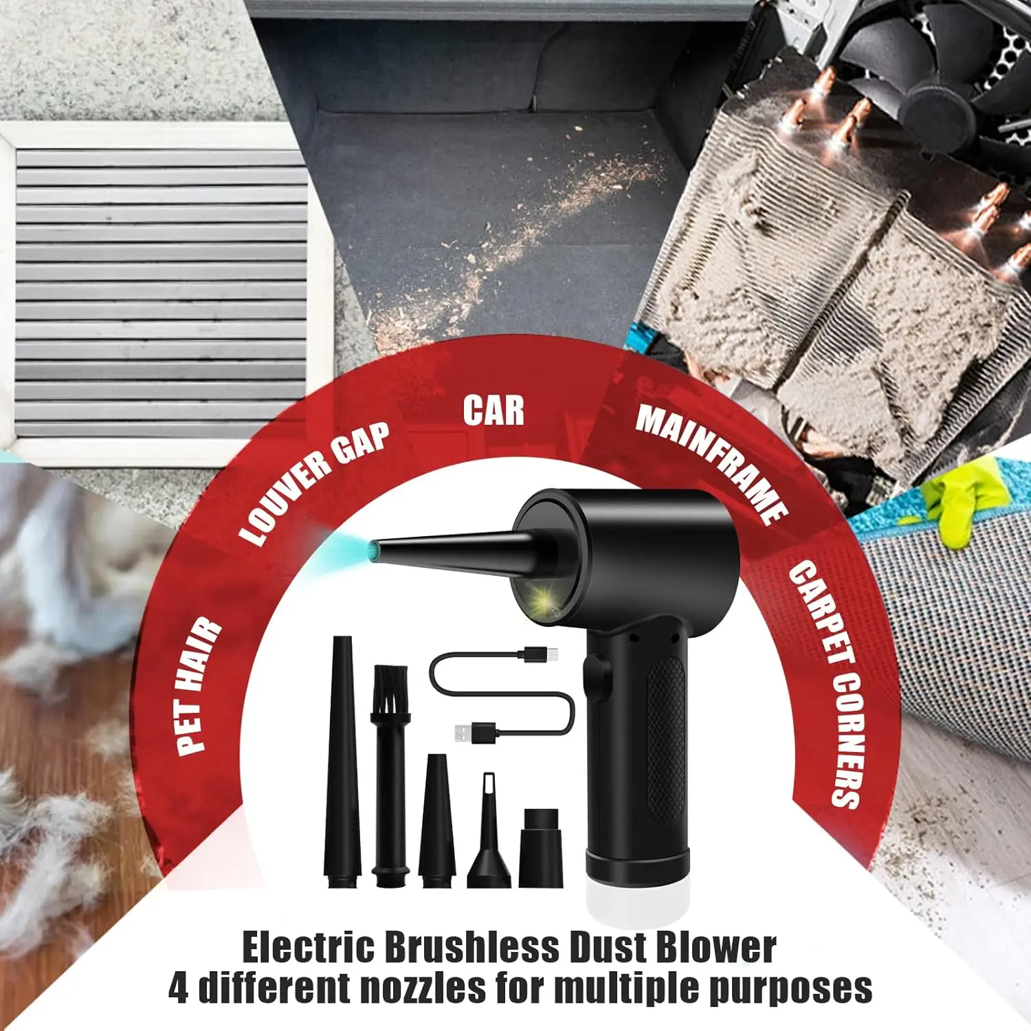 Cordless Air Duster Blower Spray Replace Compressed Cans Rechargeable