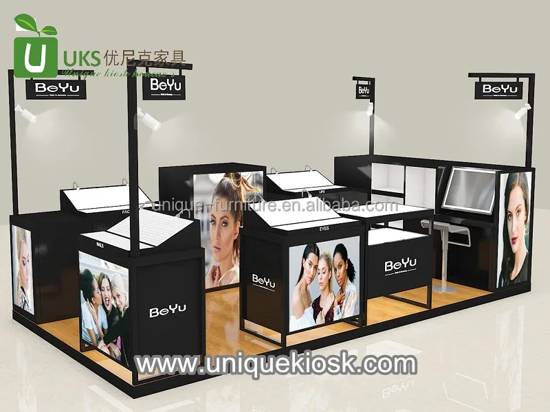 Special Cosmetic Display Stands Customized Makeup Stands Shopping Mall Makeup Booth Design