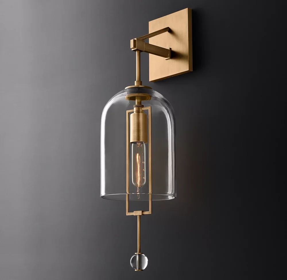 Luxus villa Réz fali lámpa Nappali dekoráció hálószoba éjjeli E26 üveg fali lámpa