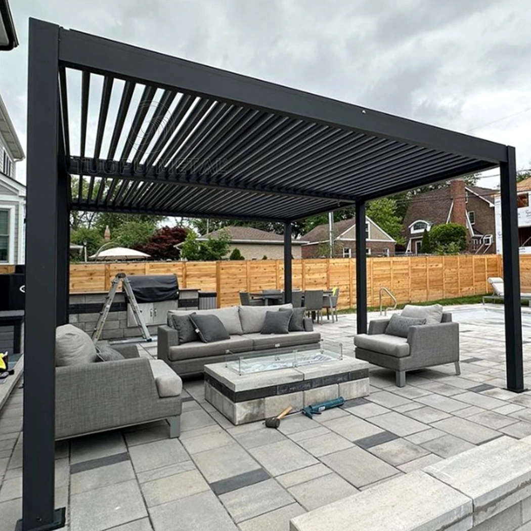 Waterproof Aluminium Bioclimatic Gazebo Louver Pergola Roof Outdoor ...