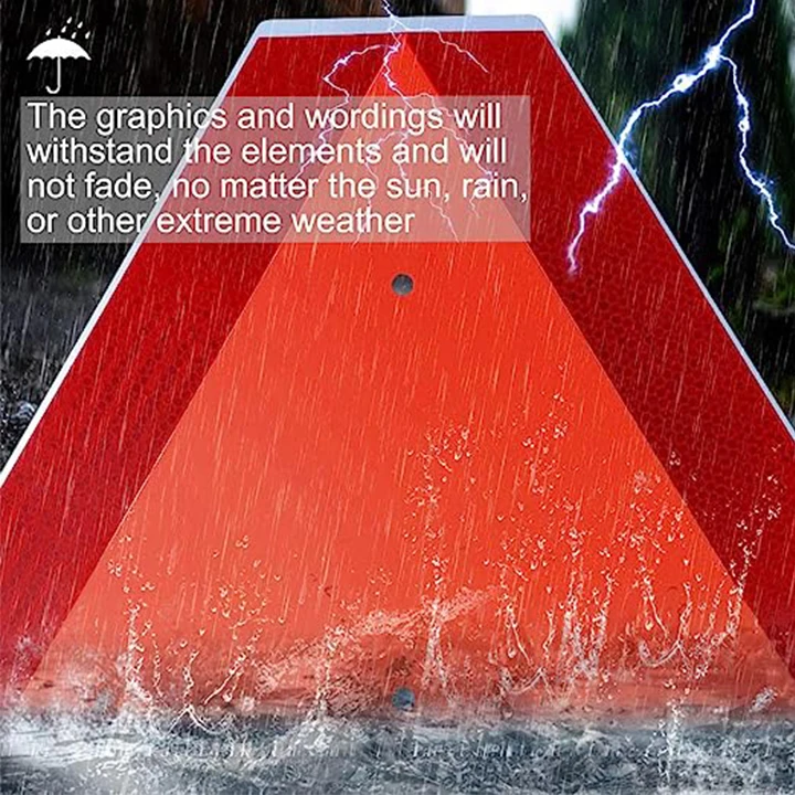 Slow Moving Vehicle Sign Safety Triangles Dot Approved Aluminum Diamond Grade Reflective Outdoor Use for Golf Cart