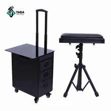 YABA Large Capacity Tattoo Trolley Case Easy Carrying Luggage Box with Silence Wheels and Handles Tattoo Armrest