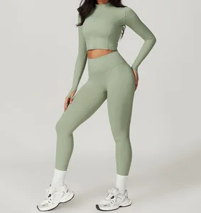 Custom Wholesale Fitness Clothes for Gym Wear Women Sets Yoga Jackets Workout Leggings Sports Bra Top Sportswear Sets