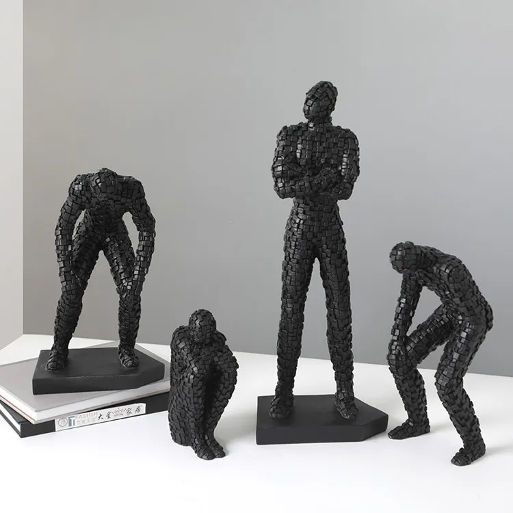 2022 New Design White Abstract Figure Sculpture Abstract Human Resin Mosaic Craft Home Decoration