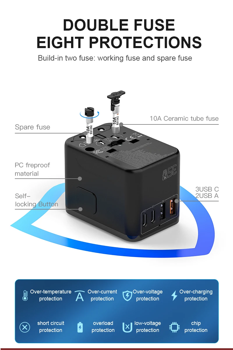 35w畅销书快速充电器通用旅行适配器电气多插座旅行插头适配器国际插头