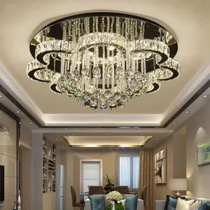 Direct Sale From Manufacturer Light Luxury Simple Modern LED Crystal Ceiling Lights for Bedrooms & Living Rooms Metal Base