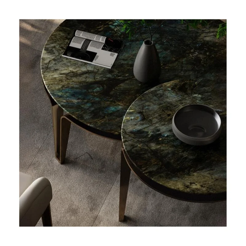 Съвременна люкс масичка за кафе за дневна с естествен мраморен камък и светла ръбна обработка – нов дизайн, създадена от няколко дизайнери