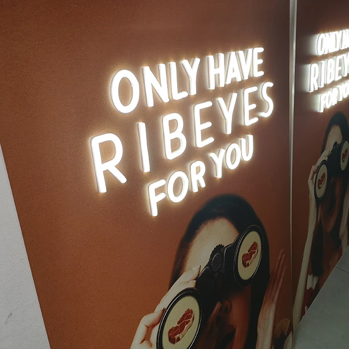 3D LED Illuminated Acrylic Letters - High-Brightness Supermarket Wall Mounted Advertising Sign