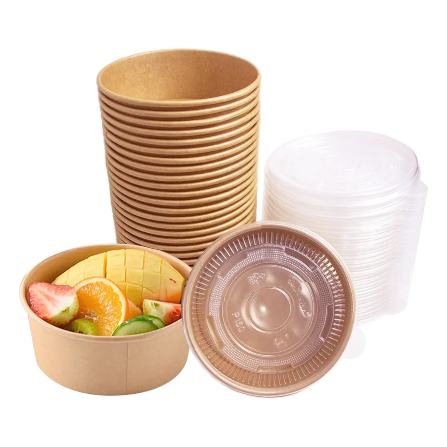 Wholesale Packaging Bowl Custom Printed Logo Disposable Kraft Paper Food Container Direct Manufacturer Recyclable Lunch Box