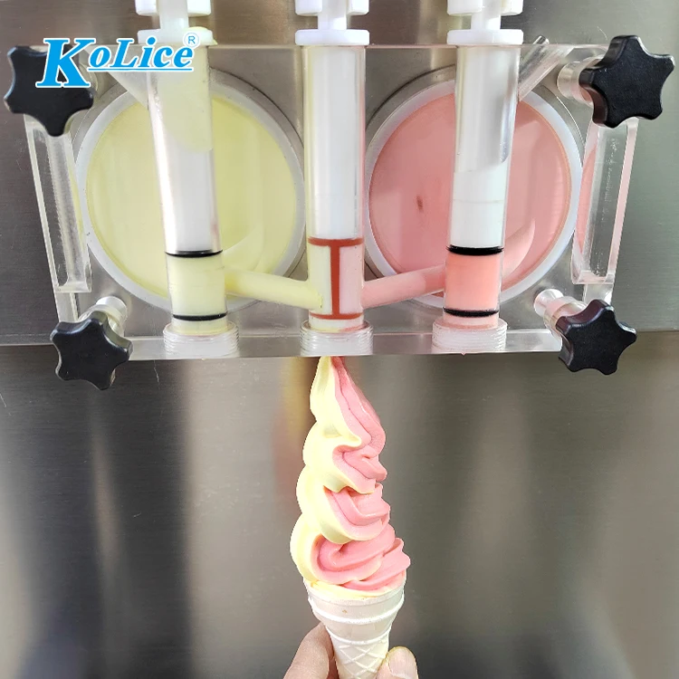Kolice Good Quality Three Flavor Soft Serve Ice Cream Maker Machine  CE Big Capacity