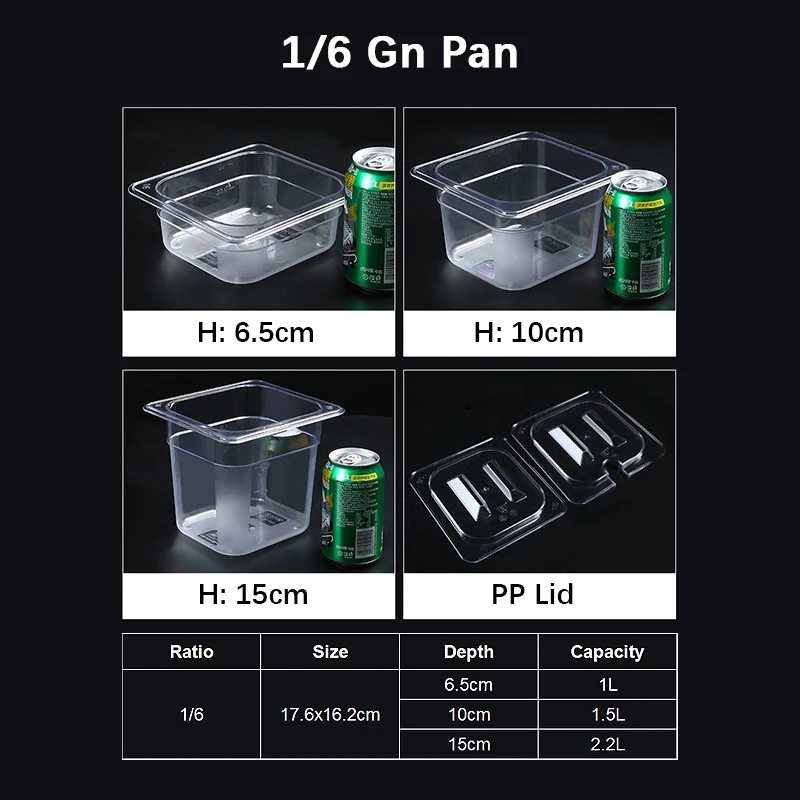 Коммерческое оборудование для общественного питания размера 1/6, другие товары для ресторанов и отелей, тарелка для жарки, пластиковый контейнер для Гастроемкости из поликарбоната, сковорода для еды Gn