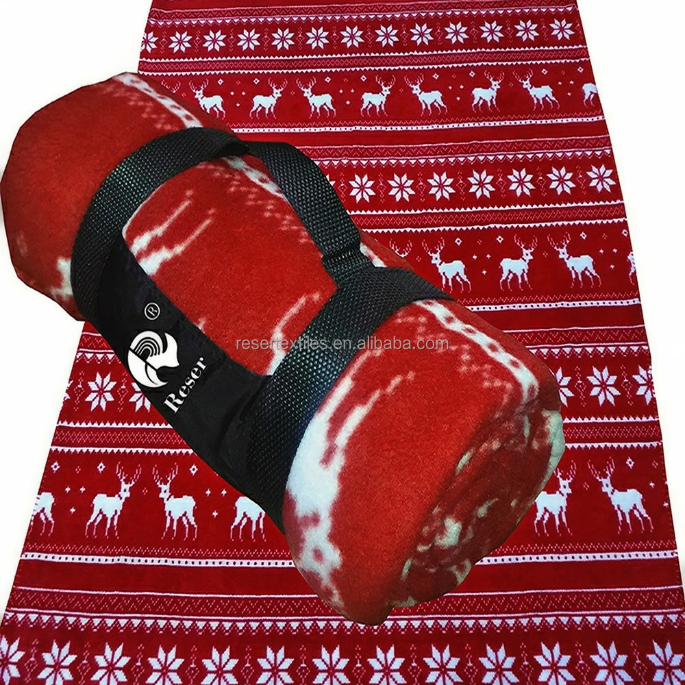 Ultra-Plush 50 X 60 Inch Comfort Velvet Christmas Reindeer Printed Knitted Fleece Throw 100% Polyester for Winter Holidays