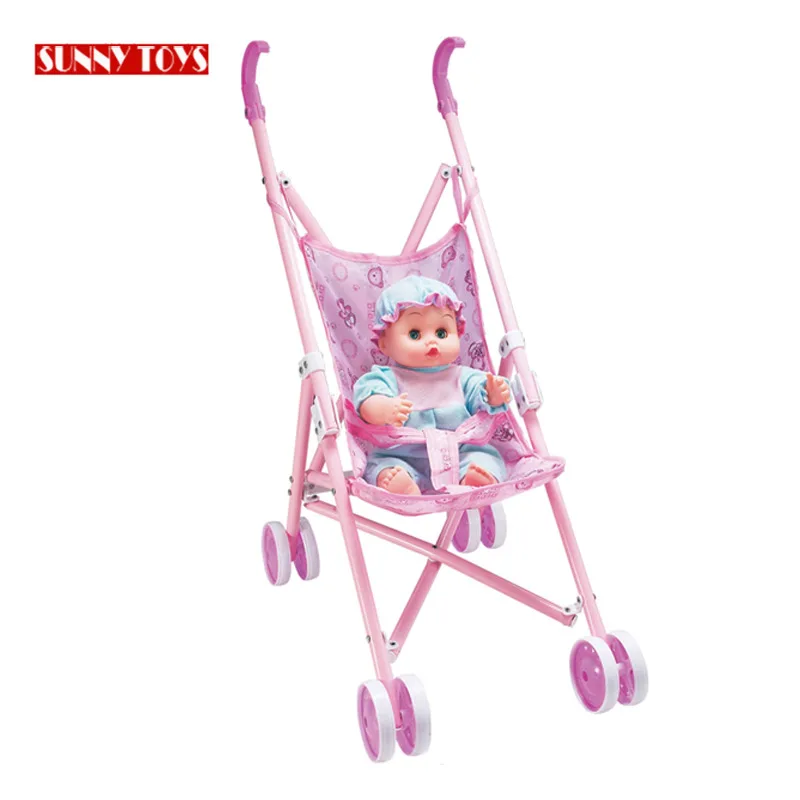 Cochecito Plegable Para Muñecas – Simulación Con Ruedas Dobles – Tamaño 31x24.5x44 Cm – Ideal Para Juegos De Rol – Color Violeta