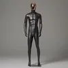 Maniquí de pie cromado plateado/dorado con rostro