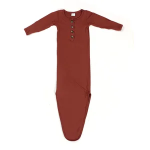 Winter Baby Clothing Bamboo Fiber Super Soft Button Knot Gowns Infant Knotted Gown