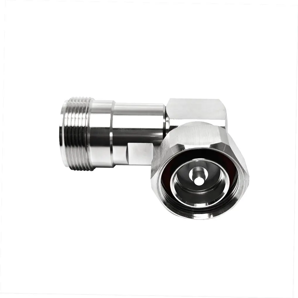 RF Adapter 50 Ohm LC Female Jack Right Angle 90 Degree to DIN L29 Male Pin Elbow Connector
