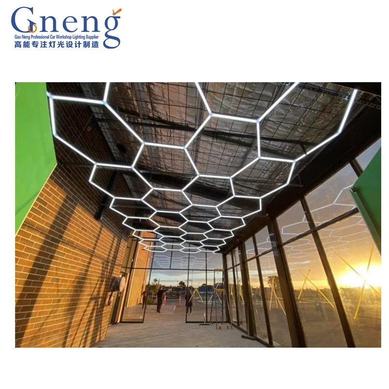 Gonengo Custom Designed Hexagon Led Light 6500K Modern Garage Lighting for the Car Workshop