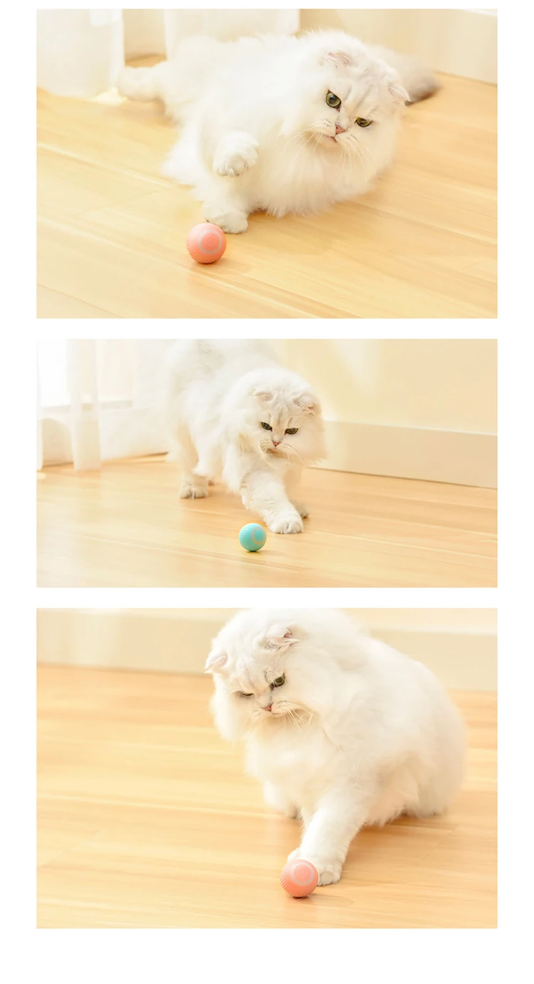 New Smart Electric Cat Ball Interactive Cat Toy Abs Silicone Material Sound Ball Auto Rotating