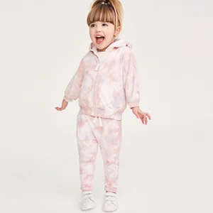 Autumn Hoodies Clothes Tie Dye Fabric Personalised Design Girls Tracksuit Set Kids