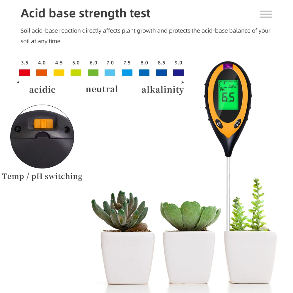4-in-1 Bodenfeuchtemegert fr Zimmerpflanzen Bodentestkit  Pflanzenwassertester fr Boden-pH-Wert Feuchtigkeit Licht Temperatur  Gartenpflanzen