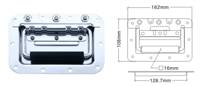 Metal Cabinet Spring Loaded Recessed Retractable Cabinet Handle Flight Case Handle
