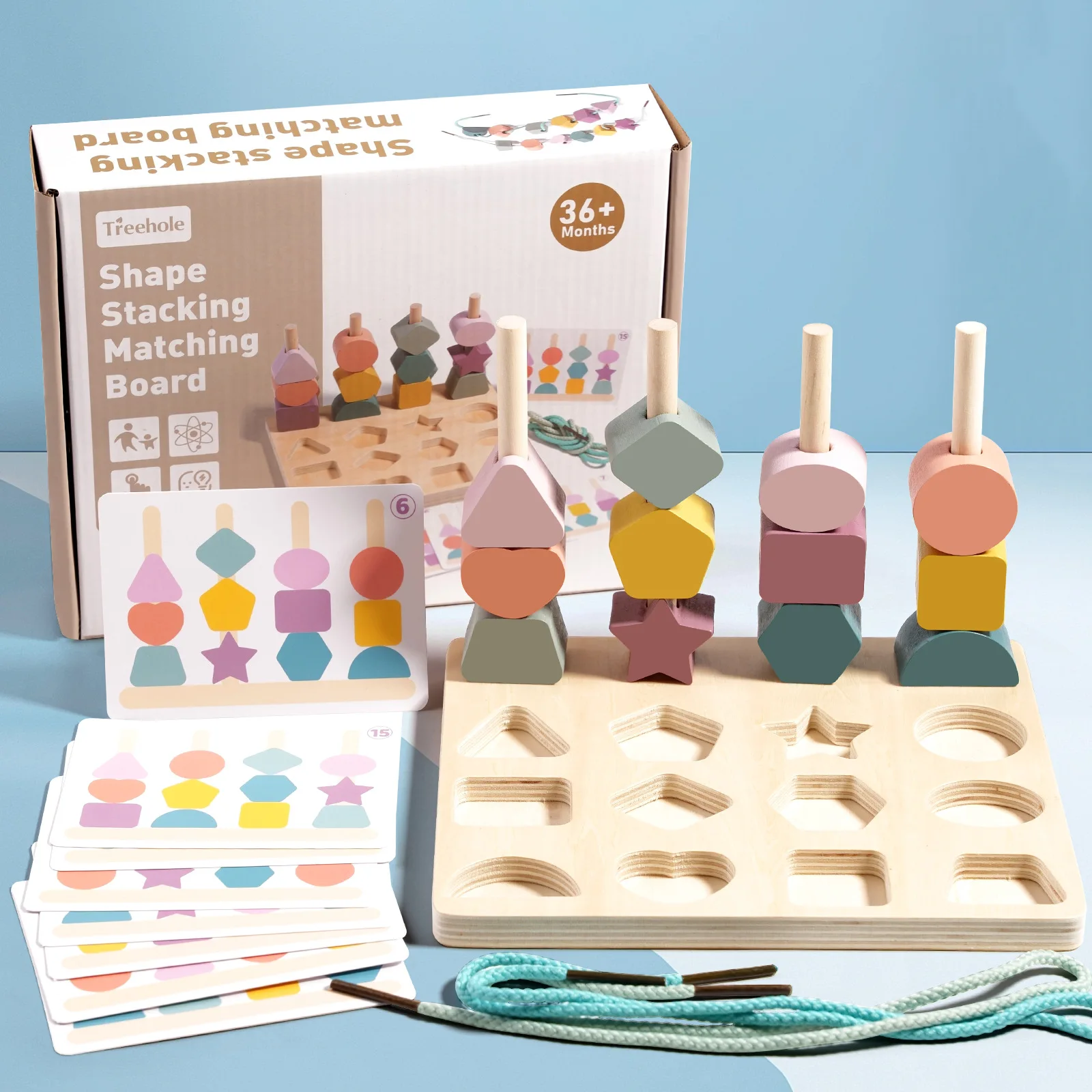 Perles en bois Montessori, séquençage, empilage, laçage, perles et puzzle assorti pour enfants de 2, 3, 4 et 5 ans, jouet d'apprentissage préscolaire STEM