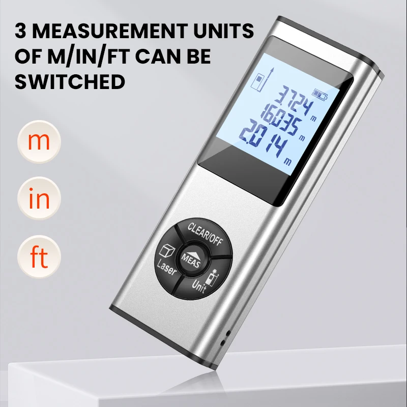 Mini Handheld Laser Rangefinder Sight Measure Tool Laser Distance Meter with LCD Backlight 50m Digital Laser Distance Meter