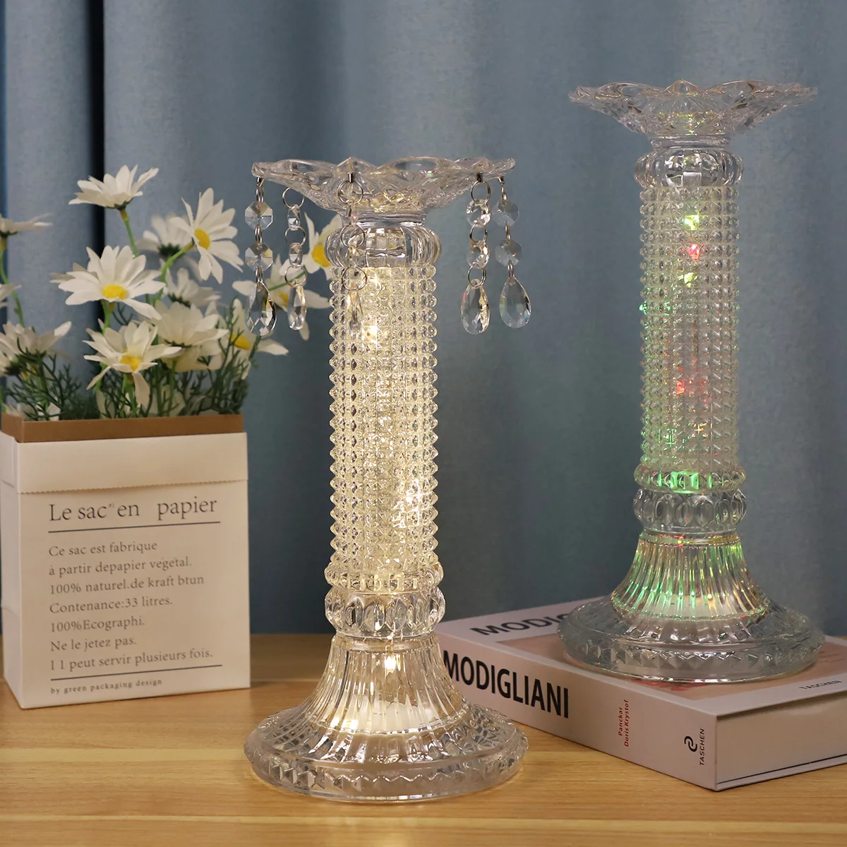 Factory direct crystal romance clear memorial candle wick holder for wedding home decoration manufacture