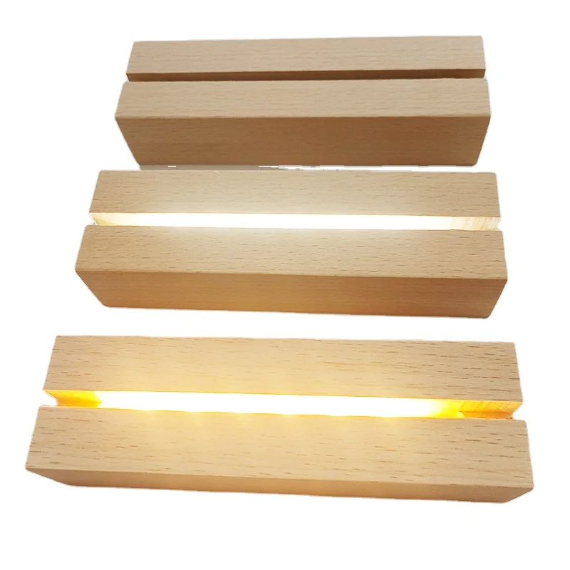 6 Inch Rectangle Wood LED Display Base for Acrylic Light Plate Wooden Night Lamp Base for 3D Crystal Glass Acrylic Trophy Resin