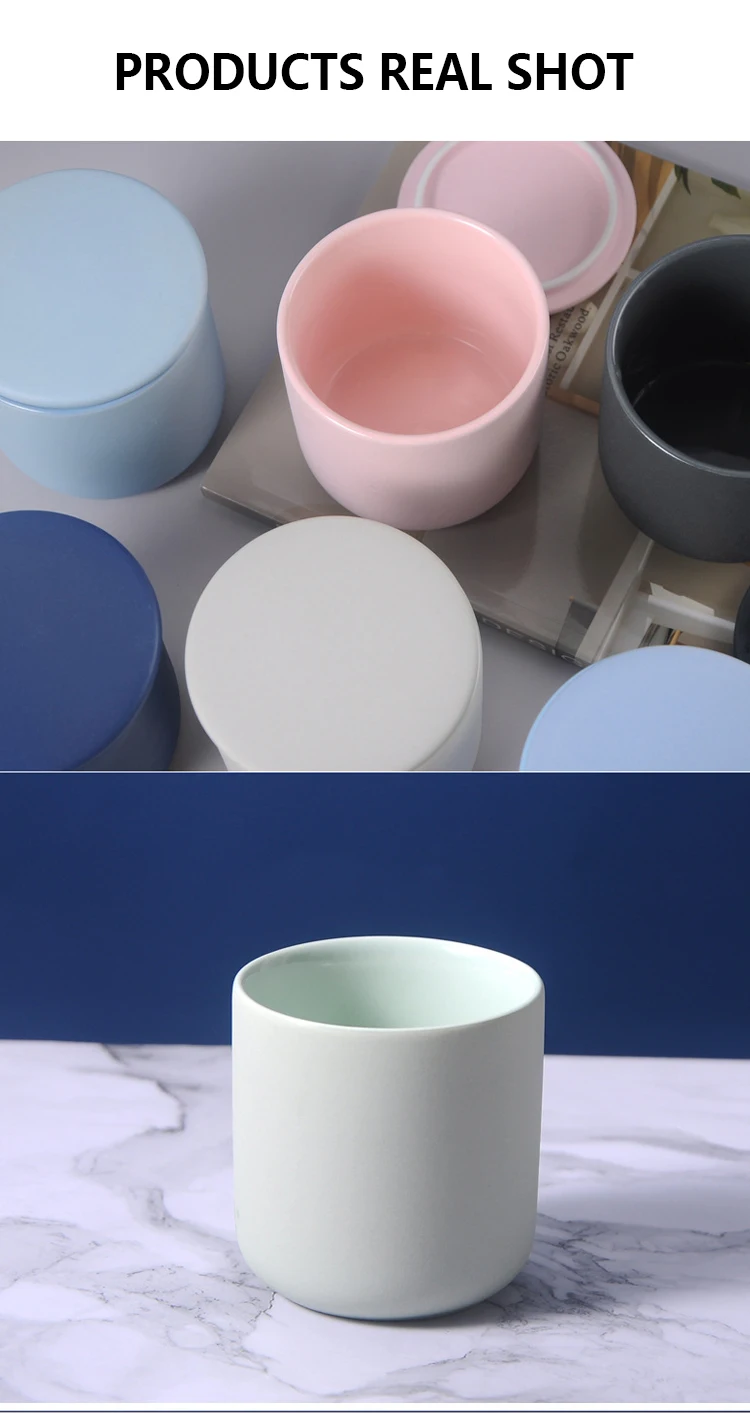 Custom Clay Luxury White,Matte Candle Jar Empty Ceramic Candle Vessel