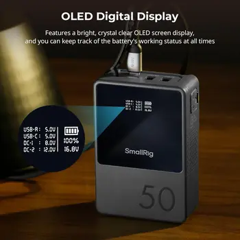 SMALLRIG V Mount Battery VB50, Mini V-Mount Battery With PD 45W USB-C Fast Charging, for DSLR Cameras, Camcorders, Monitors product image