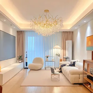 JACKSUN Crystal Chandelier Lighting Chandeliers Luxurious Gold Large Chandeliers for Restaurant  Living Room Villas