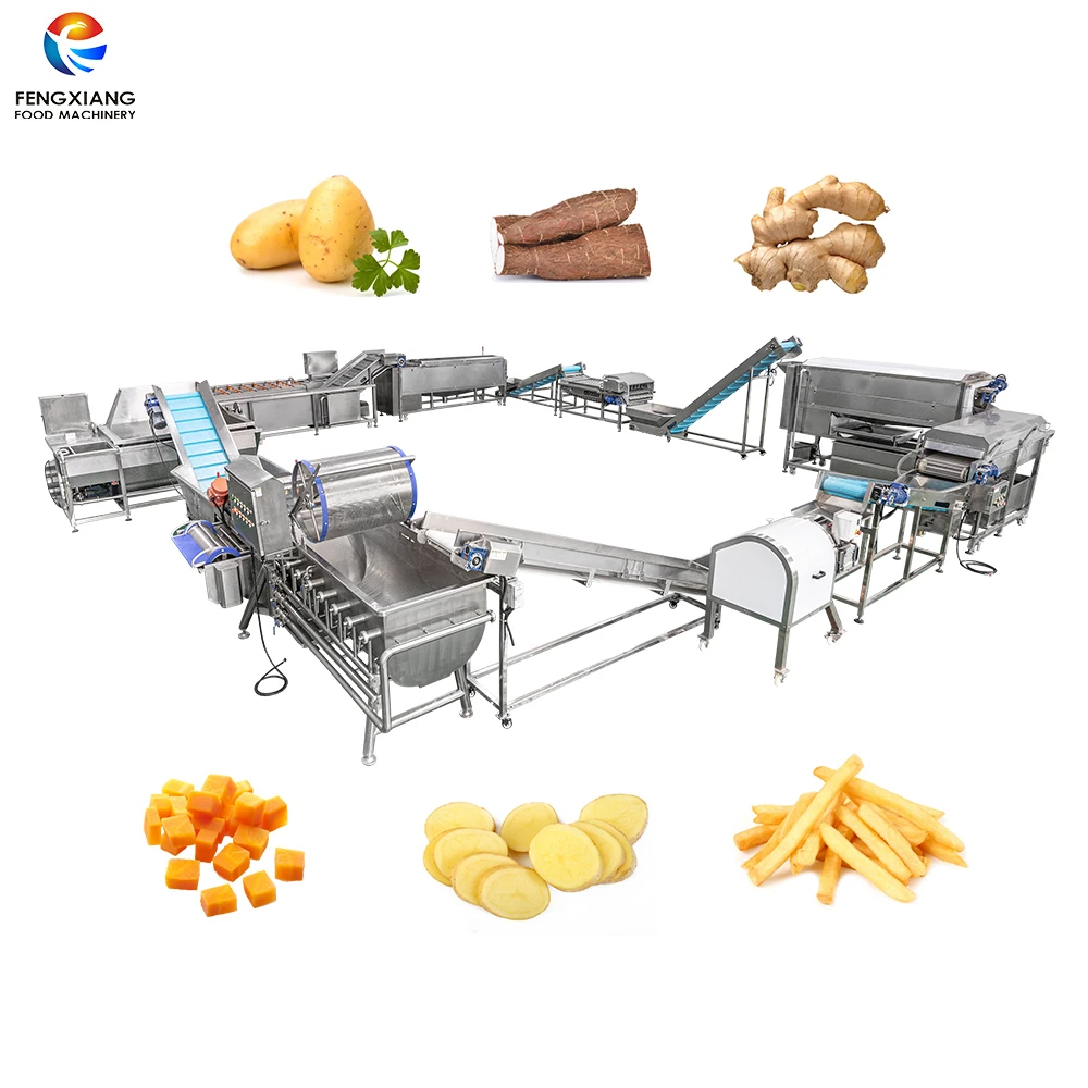 Automatic Cassava Starch Production Line Cassava Potato Ginger Washing Peeling Cutting Dicing Drying Machine