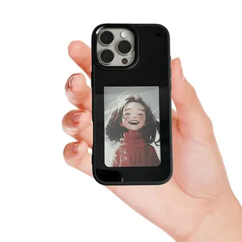 New Designer Luxury NFC DIY Smart E Ink Screen Display Mobile Phone Cases Cover for iPhone 13-16 Made PC Promax Mobile Phone