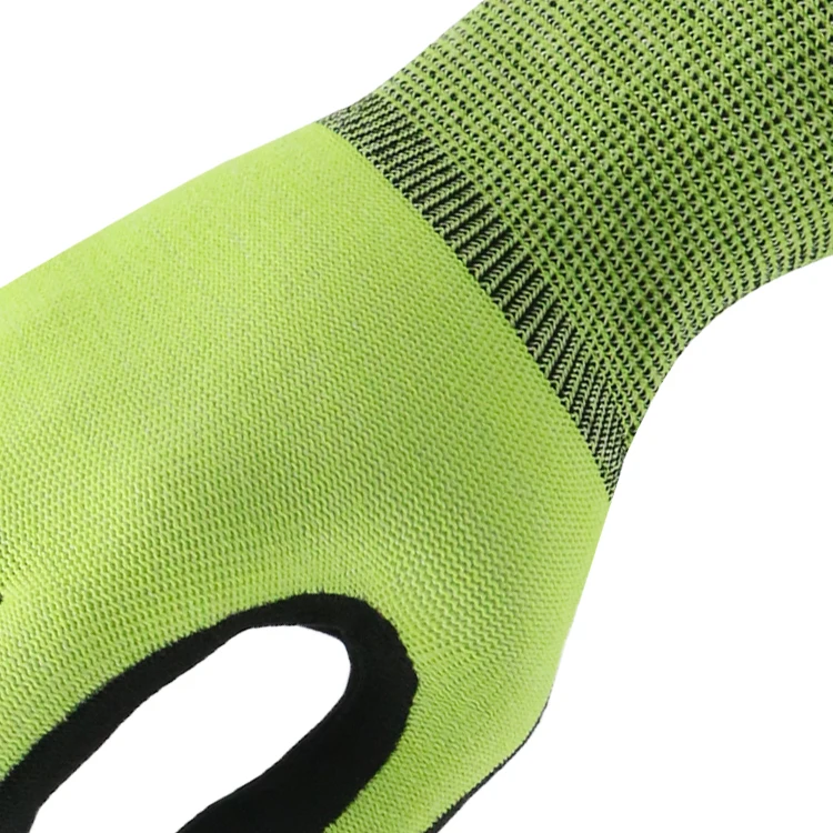 MaxiPact Fluorescent Green Polyester Liner with Nitrile Foam Garden Gloves EN388 4X43D Anti-cut Cut Resistant Work Safety Gloves