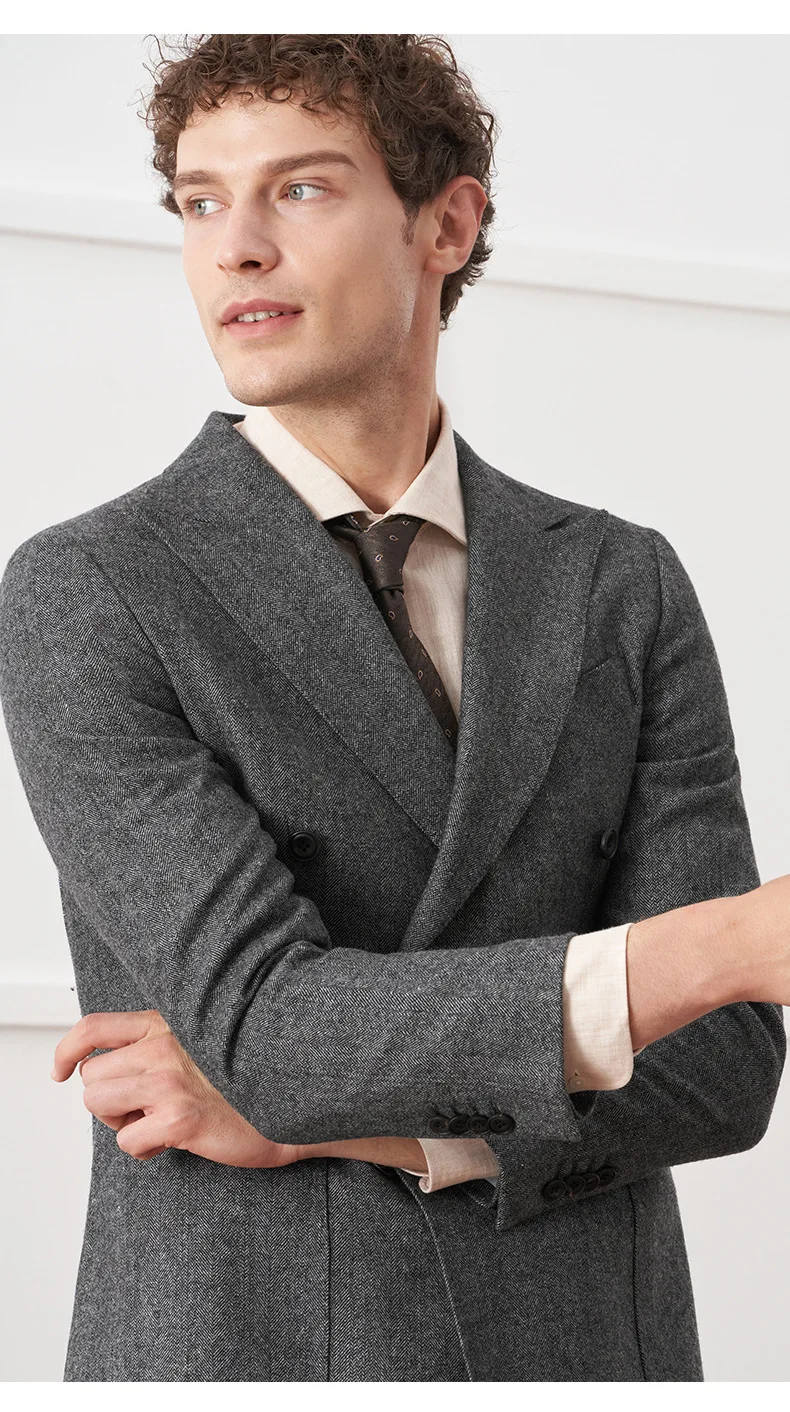 Abito invernale in lana abito da uomo grigio stile britannico