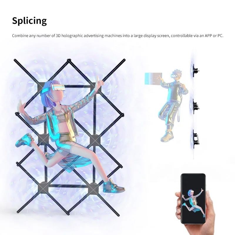 Hologram 3D Fan Advertising Display 100cm 4 Blades Fan 3D Holographic Projection for Indoor Advertising LED Hologram Light